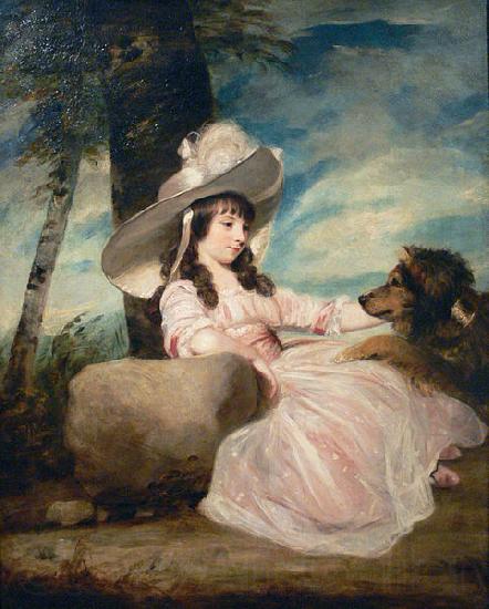 Sir Joshua Reynolds Portrait of Miss Anna Ward with Her Dog France oil painting art